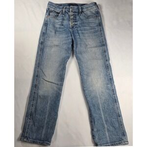 Lucky‎ Brand Women's 0/25 Straight Crop Jeans Button Fly Candiani Light Wash
